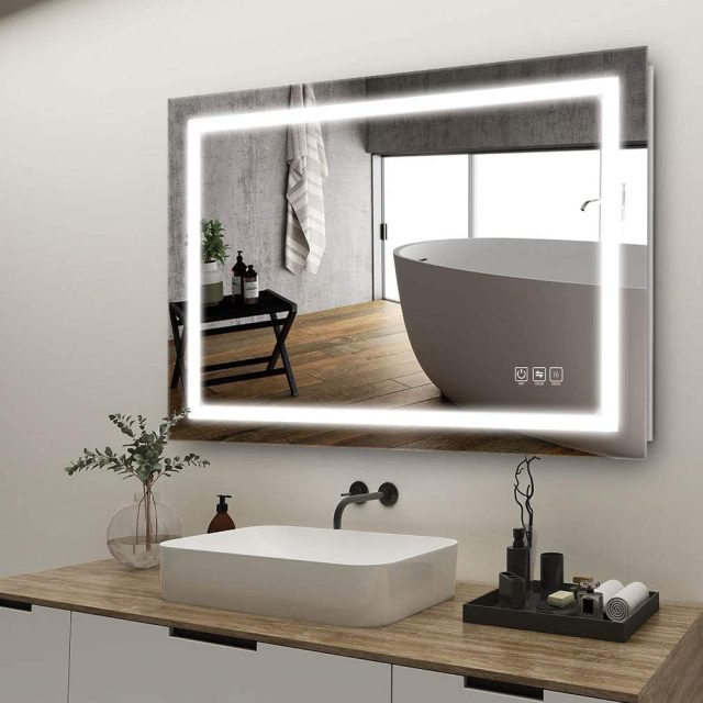 Frameless Rectangular Front-Lit LED Bathroom Mirror