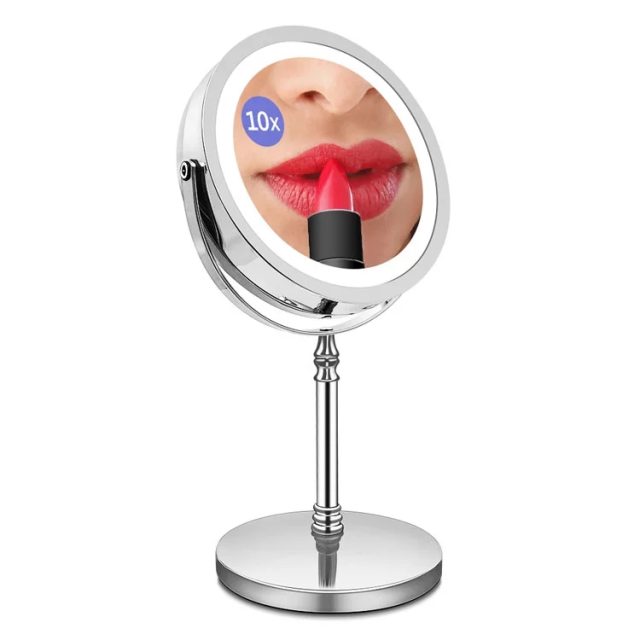 TCMM-B1 LED Double-Sided Tabletop Makeup Mirror TCMM-B1, 7 in., 10X/1X, Dimmable & Rechargeable