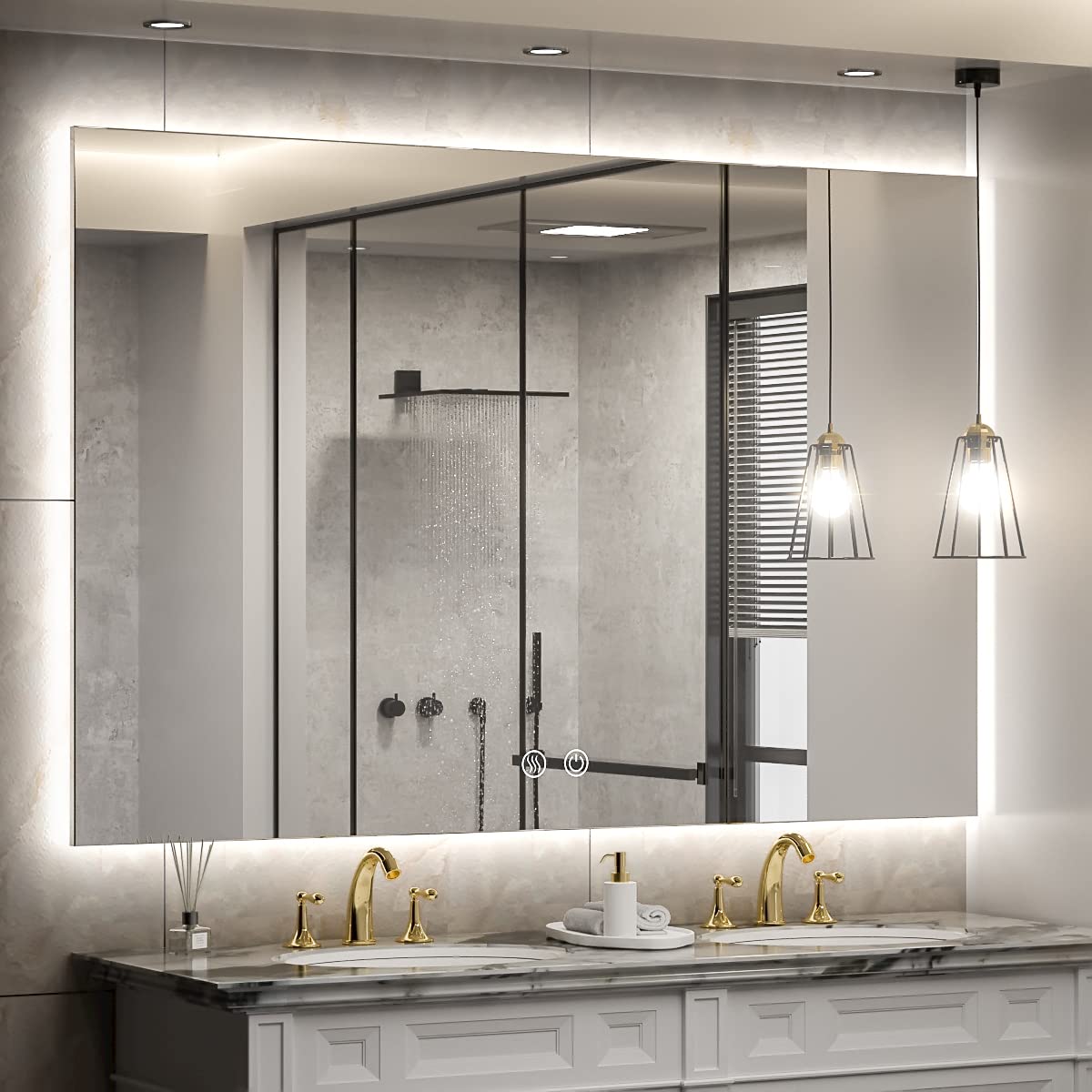 rectangular-backlit-bathroom-vanity-mirror Rectangular Backlit LED Bathroom Vanity Mirror