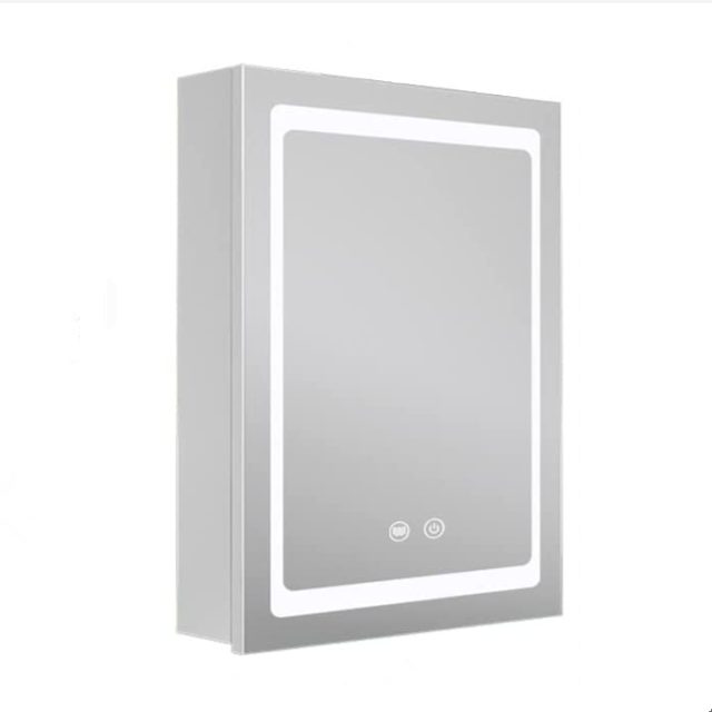 Stainless Steel LED Mirror Cabinet with Anti-Fog, 20×28 in.