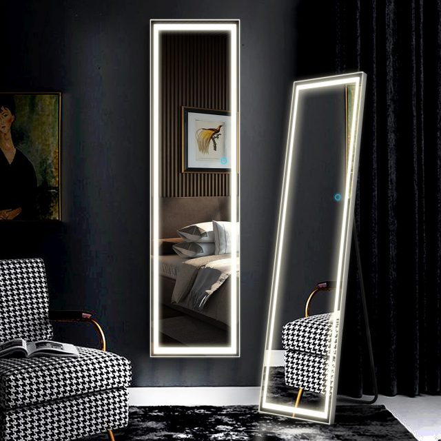 LED Full-Length Mirror with Touch Dimming, 3000–6000K