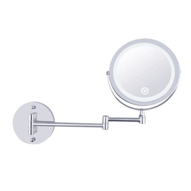 TCMM-D LED Wall-Mounted Extendable Makeup Mirror TCMM-D, 7 in., 10X/1X, Dimmable & Rechargeable