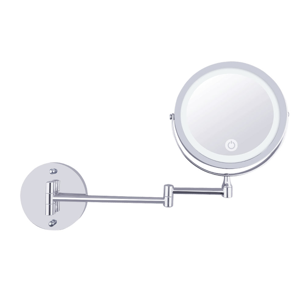 TCMM-D LED Wall-Mounted Extendable Makeup Mirror TCMM-D, 7 in., 10X/1X, Dimmable & Rechargeable