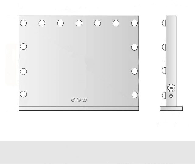 Large Hollywood Vanity Mirror with 15 Dimmable LED Bulbs, 23×18 in.