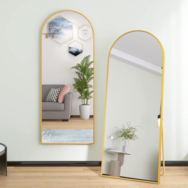 Arched Full-Length Mirror with Aluminum Frame