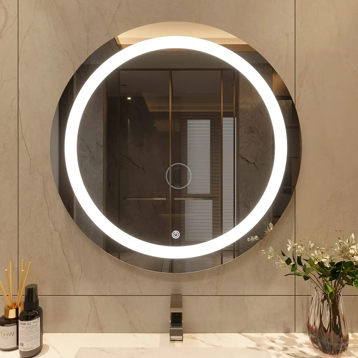 frameless-round-bathroom-vanity-mirror Frameless Round LED Bathroom Vanity Mirror