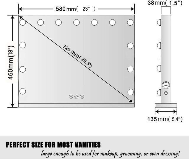 large-hollywood-lighted-vanity-mirror-with-15-dimmable-led-bulbs Product image
