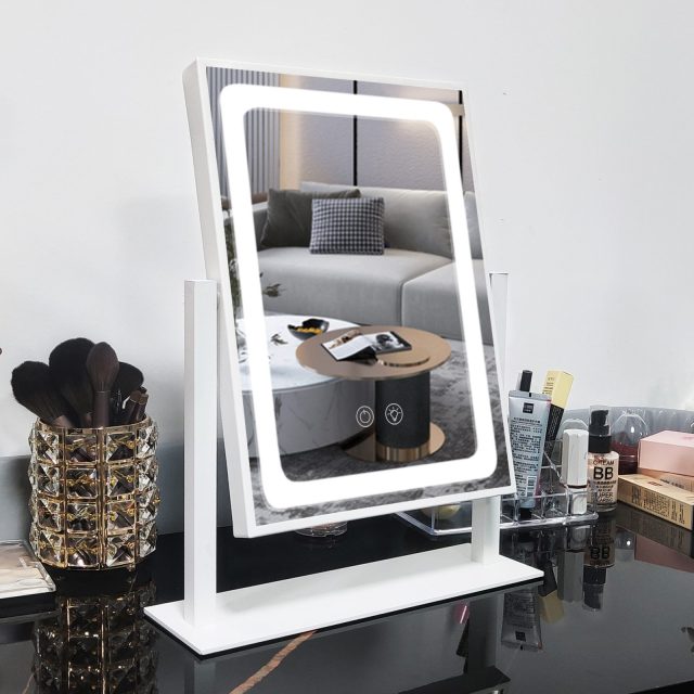 Lighted Hollywood Vanity Mirror, 3 Light Colors & Dimmable