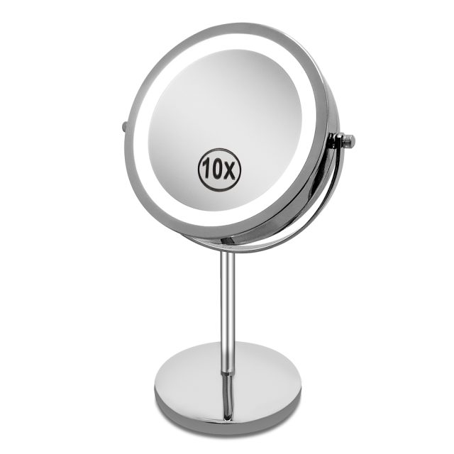 TCMM-A2 LED Double-Sided Tabletop Makeup Mirror TCMM-A2, 7 in., 10X/1X, Battery-Powered