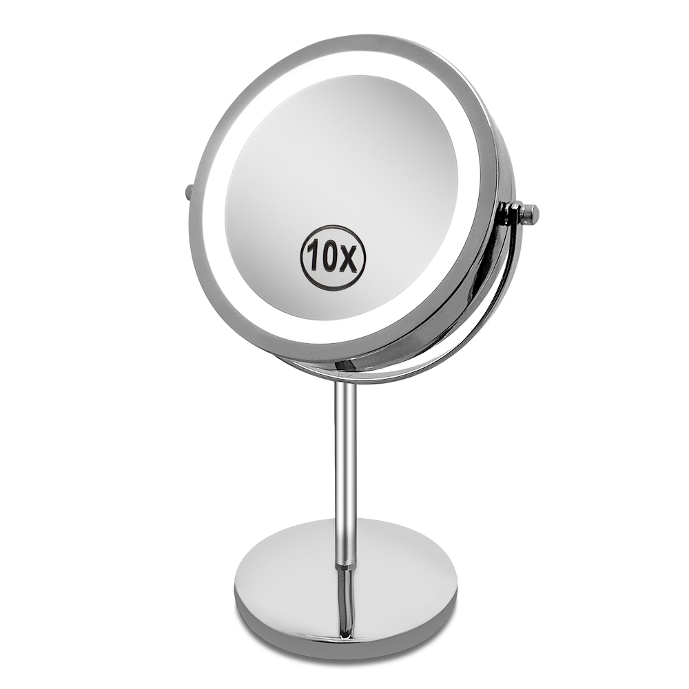 TCMM-A2 LED Double-Sided Tabletop Makeup Mirror TCMM-A2, 7 in., 10X/1X, Battery-Powered