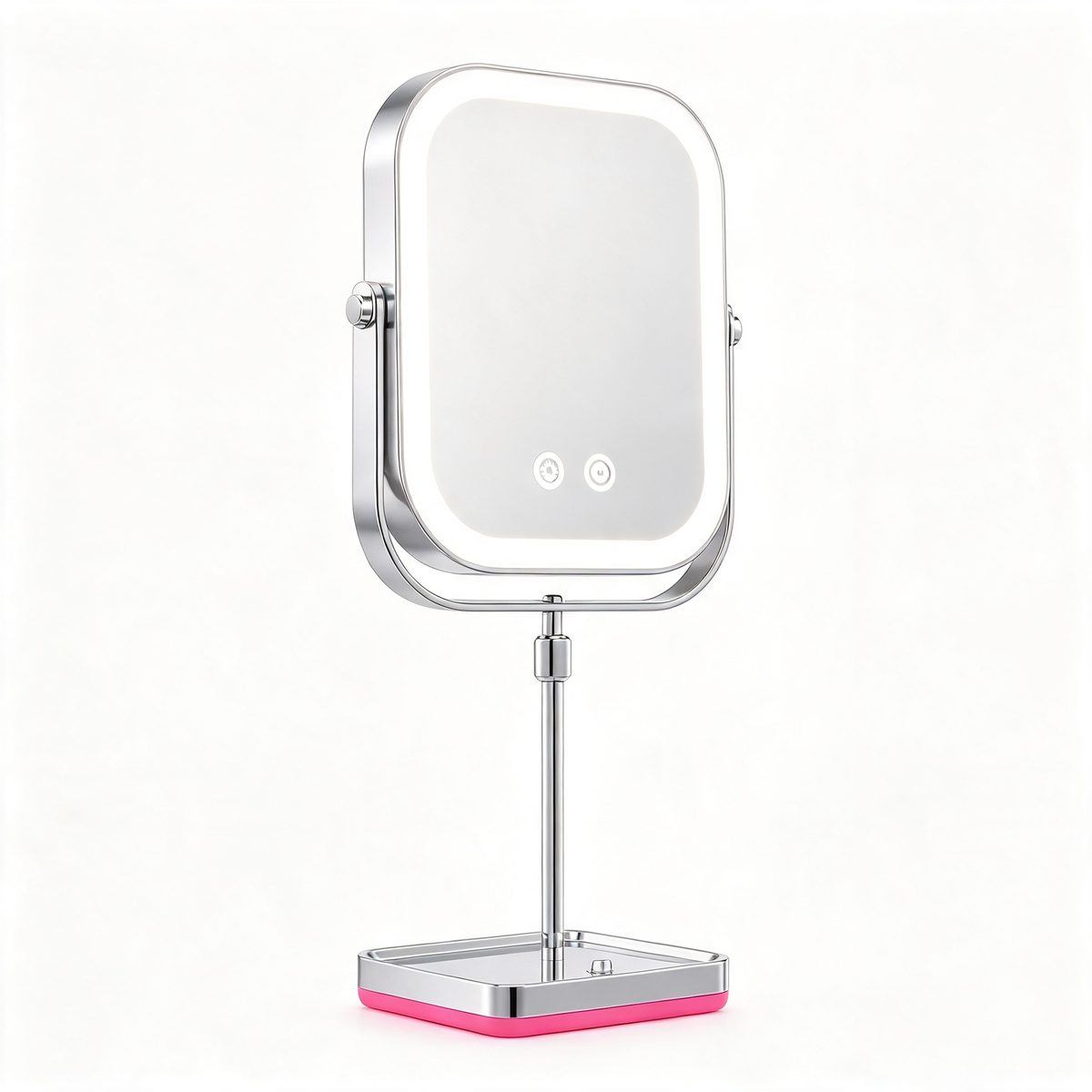 MM-S LED Square Tabletop Makeup Mirror MM-S, 8 in., Telescopic Stem, Rechargeable