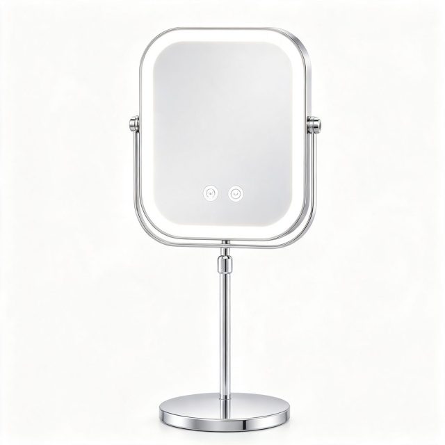 MM-S1 LED Square Double-Sided Tabletop Mirror MM-S1, Round Base