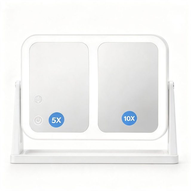 TCMM-Q20 LED Dual-Panel Vanity Mirror TCMM-Q20, 1X/5X/10X, 200 LEDs, Rechargeable
