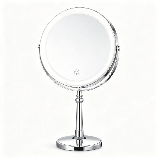 TCMM-R LED Double-Sided Tabletop Makeup Mirror TCMM-R, 9 in., Tri-Color Light, 3000mAh, Type-C